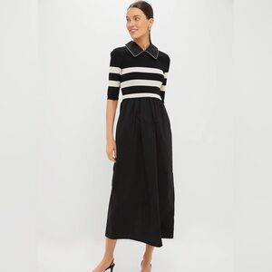 Tuckernuck Black and Ivory Stripe Short Sleeve Marina Dress